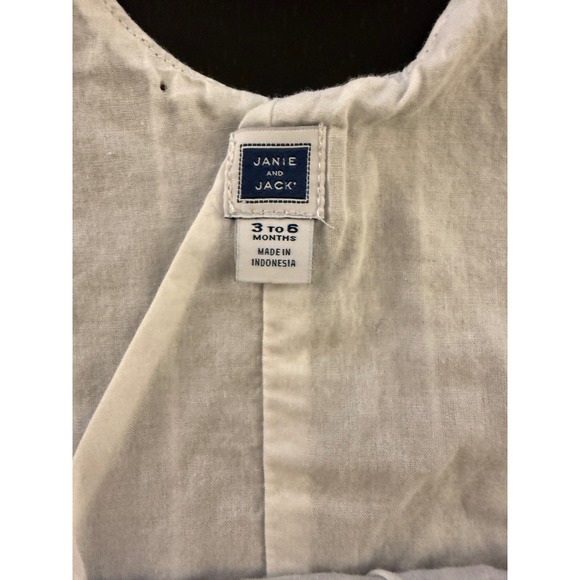 Janie and Jack Baby Linen Railroad Romper Boys 3-6m Blue Striped One-Piece - Picture 4 of 11